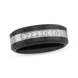 Adore Men's Diamond Wedding Band 1/6 ct tw Stainless Steel & Black Ceramic