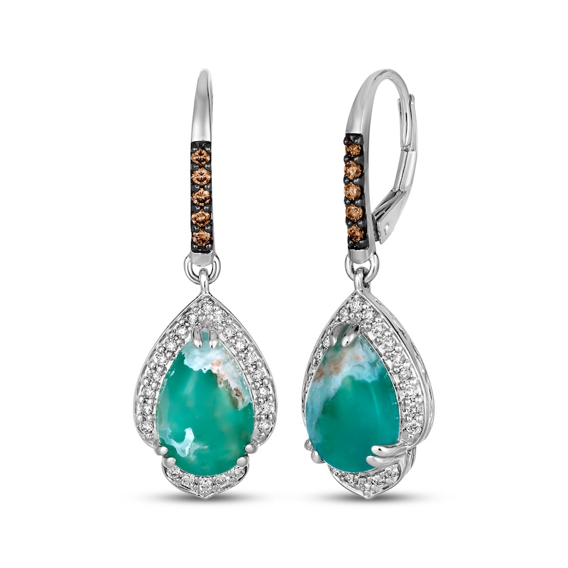 Main Image 1 of Le Vian Pear-Shaped Aquaprase Drop Earrings 1/2 ct tw Diamonds 14K Vanilla Gold
