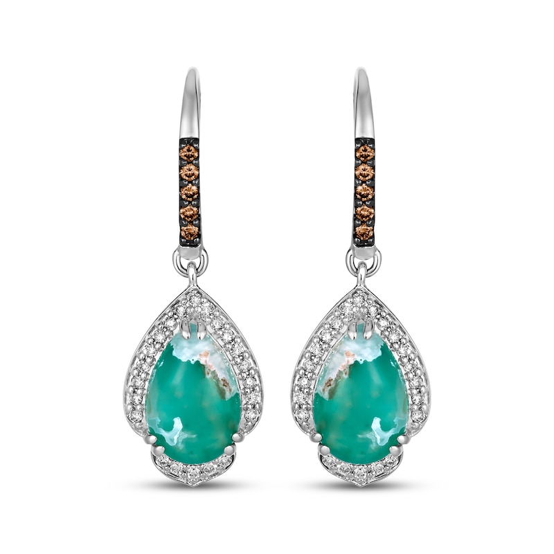 Main Image 2 of Le Vian Pear-Shaped Aquaprase Drop Earrings 1/2 ct tw Diamonds 14K Vanilla Gold