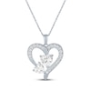 Thumbnail Image 1 of Heart-Shaped White Lab-Created Sapphire Two-Stone Necklace Sterling Silver 18"