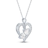 Thumbnail Image 2 of Heart-Shaped White Lab-Created Sapphire Two-Stone Necklace Sterling Silver 18"