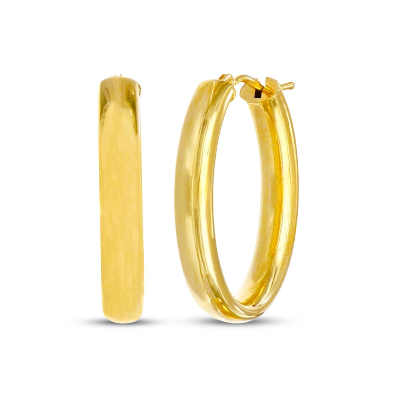 Main Image 1 of Oval Hoop Earrings 18K Yellow Gold