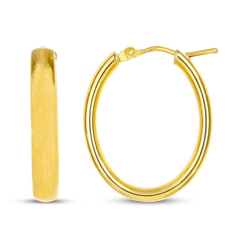Main Image 3 of Oval Hoop Earrings 18K Yellow Gold