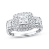 Thumbnail Image 1 of Adore Princess-Cut Diamond Three-Stone Halo Engagement Ring 1 ct tw 10K White Gold