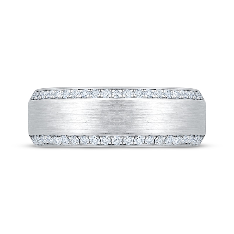 Main Image 3 of Adore Men's Diamond Brushed Wedding Band 1/3 ct tw 10K White Gold