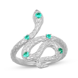 Lab-Created Emerald Snake Wrap Ring Sterling Silver