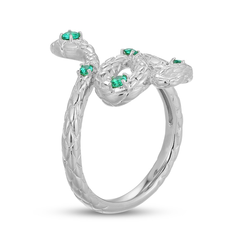 Main Image 3 of Lab-Created Emerald Snake Wrap Ring Sterling Silver