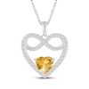 Thumbnail Image 1 of Heart-Shaped Citrine & White Lab-Created Sapphire Infinity Heart Frame Necklace Sterling Silver 18"