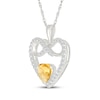 Thumbnail Image 2 of Heart-Shaped Citrine & White Lab-Created Sapphire Infinity Heart Frame Necklace Sterling Silver 18"