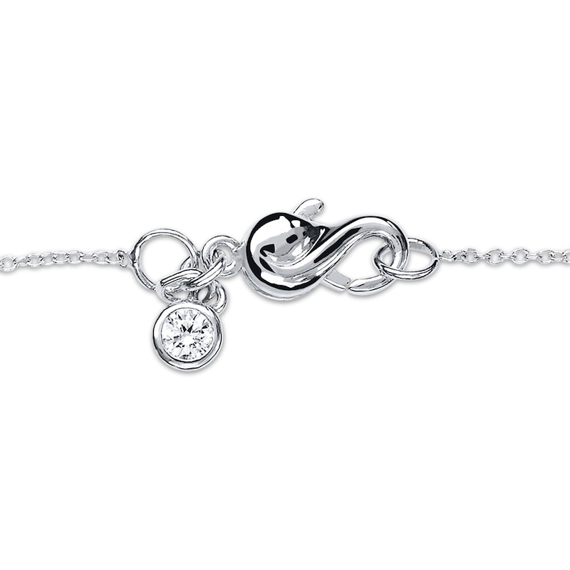 Main Image 2 of Cultured Pearl & Cubic Zirconia Necklace Sterling Silver 18"