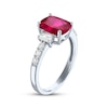 Thumbnail Image 2 of Cushion-Cut Lab-Created Ruby & White Lab-Created Sapphire Ring Sterling Silver