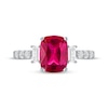 Thumbnail Image 3 of Cushion-Cut Lab-Created Ruby & White Lab-Created Sapphire Ring Sterling Silver