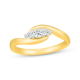 Diamond Three-Stone Bypass Promise Ring 1/5 ct tw 10K Yellow Gold