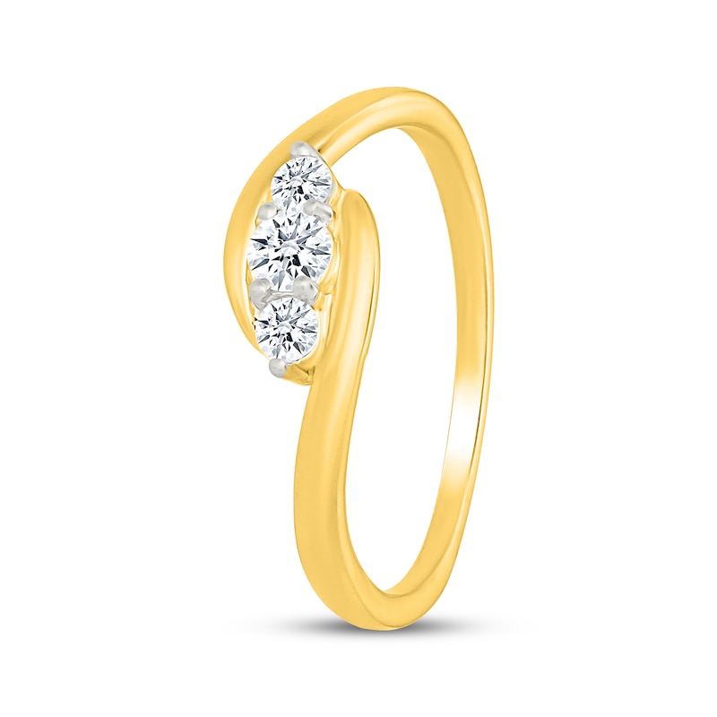 Main Image 2 of Diamond Three-Stone Bypass Promise Ring 1/5 ct tw 10K Yellow Gold