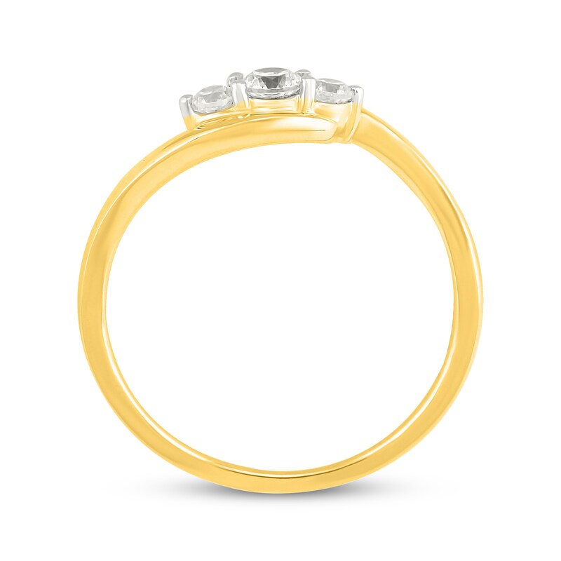 Main Image 3 of Diamond Three-Stone Bypass Promise Ring 1/5 ct tw 10K Yellow Gold