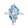 Thumbnail Image 3 of Blue & White Crystal Bypass Ring Sterling Silver 18"