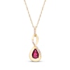 Thumbnail Image 1 of Pear-Shaped Ruby & Diamond Drop Necklace 1/20 ct tw 10K Yellow Gold 18"