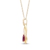 Thumbnail Image 2 of Pear-Shaped Ruby & Diamond Drop Necklace 1/20 ct tw 10K Yellow Gold 18"