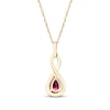 Thumbnail Image 3 of Pear-Shaped Ruby & Diamond Drop Necklace 1/20 ct tw 10K Yellow Gold 18"