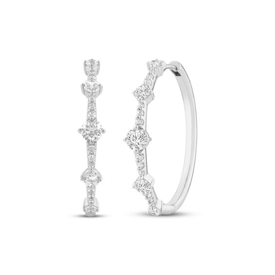 Milestones Lab-Grown Diamond Station Hoop Earrings 1 ct tw 10K White Gold