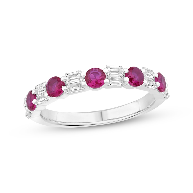 Main Image 1 of Adore Lab-Grown Diamonds Lab-Created Ruby Anniversary Ring 1/4 ct tw 14K White Gold