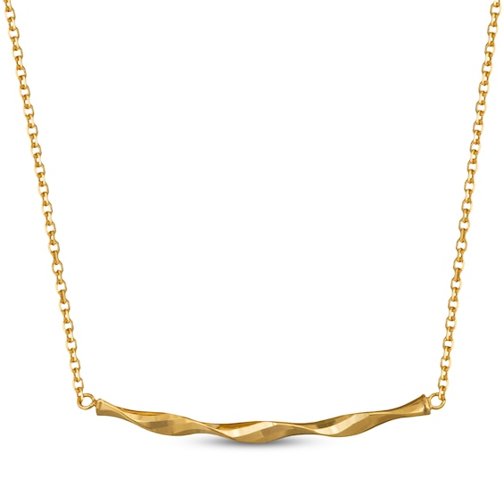 Twisted Bar Necklace 10K Yellow Gold 18"