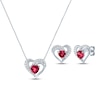 Thumbnail Image 1 of Heart-Shaped Lab-Created Ruby & White Lab-Created Sapphire Gift Set Sterling Silver