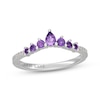 Thumbnail Image 1 of Neil Lane Pear-Shaped Amethyst & Diamond Contoured Anniversary Ring 1/10 ct tw 14K White Gold