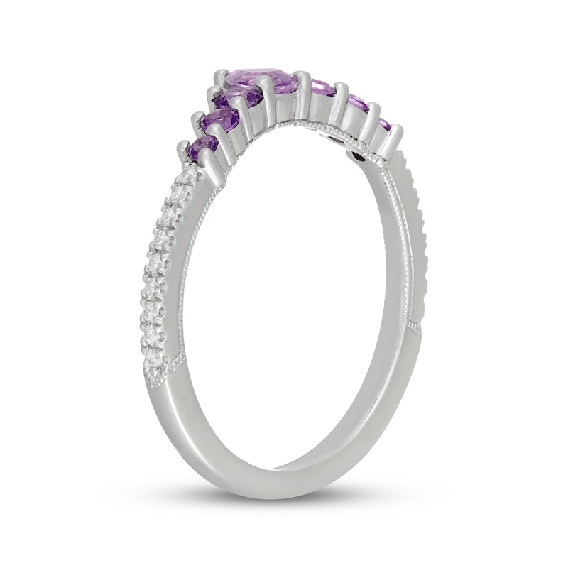 Main Image 2 of Neil Lane Pear-Shaped Amethyst & Diamond Contoured Anniversary Ring 1/10 ct tw 14K White Gold