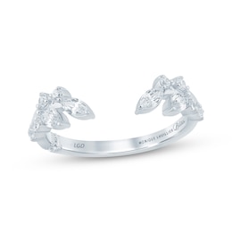 Monique Lhuillier Bliss Marquise & Round-Cut Lab-Grown Diamond Open-Shank Wedding Band 3/8 ct tw 18K White Gold