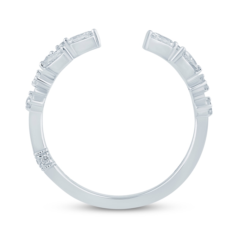 Main Image 3 of Monique Lhuillier Bliss Marquise & Round-Cut Lab-Grown Diamond Open-Shank Wedding Band 3/8 ct tw 18K White Gold