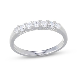 White Lab-Created Sapphire Seven-Stone Ring Sterling Silver