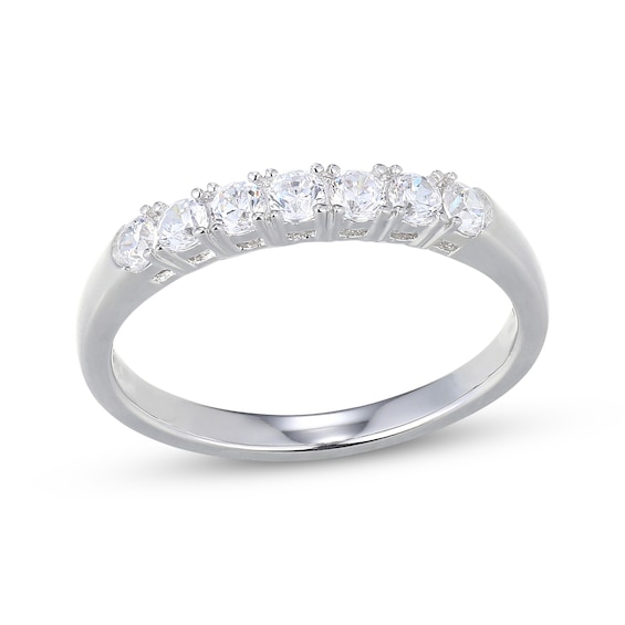 White Lab-Created Sapphire Seven-Stone Ring Sterling Silver