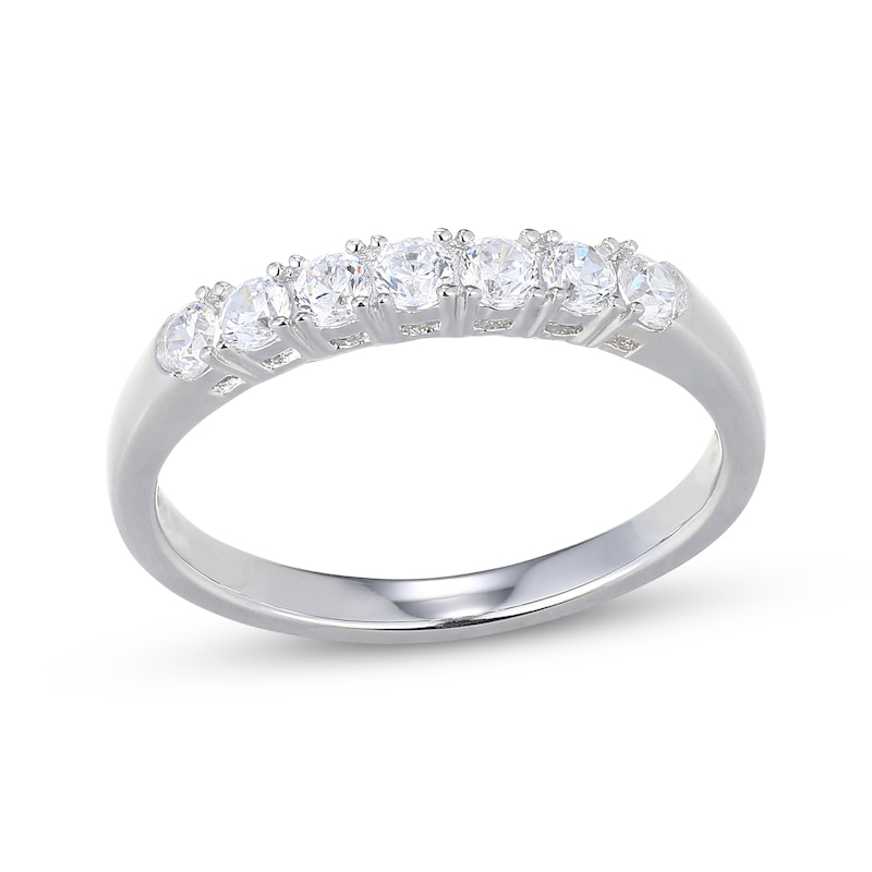 Main Image 1 of White Lab-Created Sapphire Seven-Stone Ring Sterling Silver