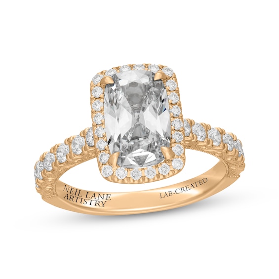 Neil Lane Artistry Heritage Cushion-Cut Lab-Grown Diamond Engagement Ring 2-3/4 ct tw 18K Yellow Gold