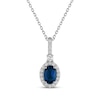 Thumbnail Image 1 of Oval-Cut Blue Lab-Created Sapphire & White Lab-Created Sapphire Drop Necklace Sterling Silver 18"