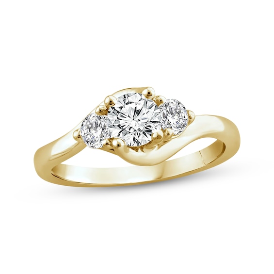 Adore Round-Cut Diamond Three-Stone Swirl Engagement Ring 3/4 ct tw 14K Gold