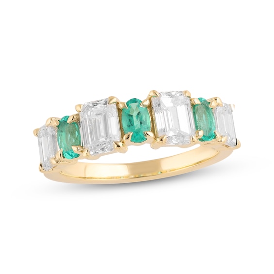 KAY Lab-Grown Diamonds Emerald-Cut & Oval-Cut Lab-Created Emerald Fashion Ring 2 ct tw 10K Yellow Gold