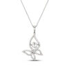 Thumbnail Image 1 of White Lab-Created Sapphire Tilted Butterfly Necklace Sterling Silver 18"