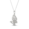 Thumbnail Image 2 of White Lab-Created Sapphire Tilted Butterfly Necklace Sterling Silver 18"
