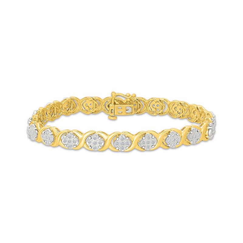 Main Image 1 of KAY Lab-Grown Diamonds Multi-Stone "XO" Link Bracelet 3/4 ct tw 24K Yellow Gold Vermeil Sterling Silver 7.25"