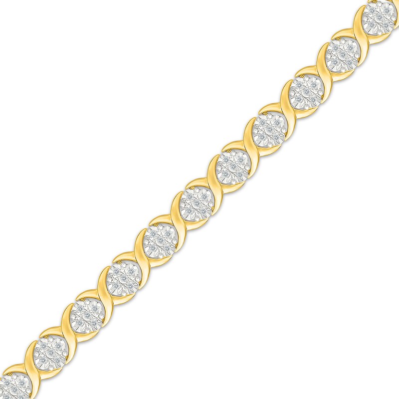 Main Image 2 of KAY Lab-Grown Diamonds Multi-Stone "XO" Link Bracelet 3/4 ct tw 24K Yellow Gold Vermeil Sterling Silver 7.25"
