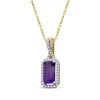 Thumbnail Image 2 of Emerald-Cut Amethyst & Diamond Necklace 1/10 ct tw 10K Yellow Gold 18"