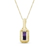 Thumbnail Image 3 of Emerald-Cut Amethyst & Diamond Necklace 1/10 ct tw 10K Yellow Gold 18"