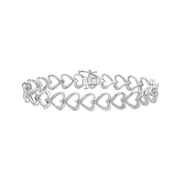 Diamond Sideways Heart Bracelet 1/4 ct tw Sterling Silver 7"