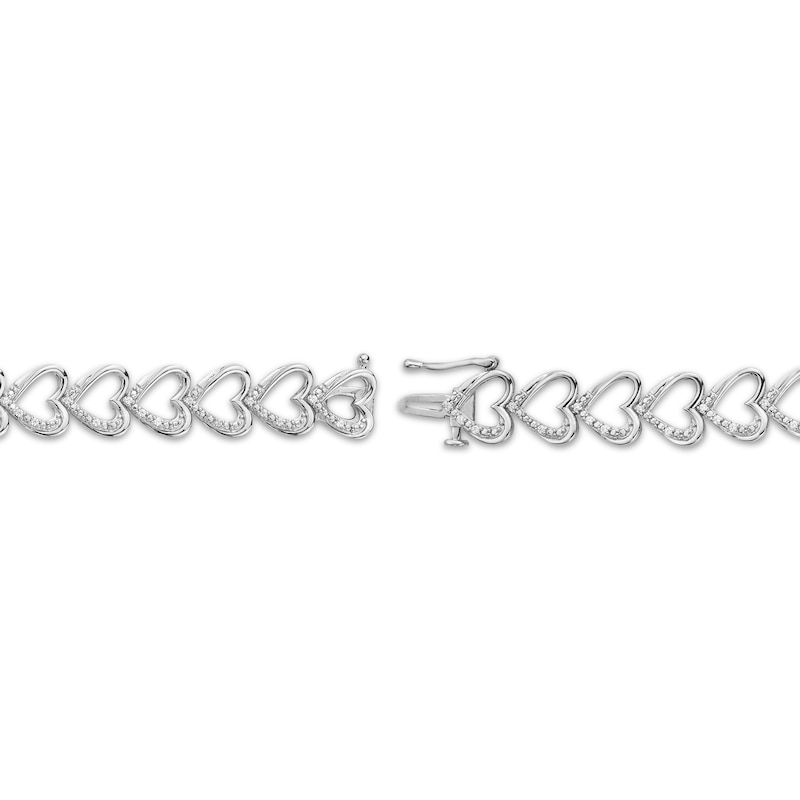 Main Image 3 of Diamond Sideways Heart Bracelet 1/4 ct tw Sterling Silver 7"