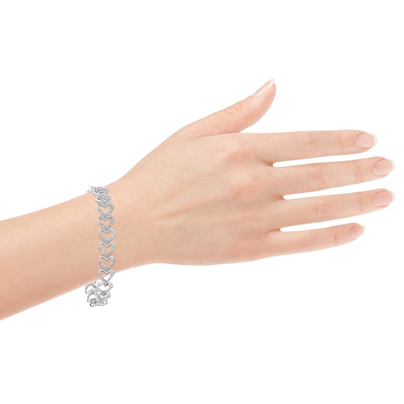 Main Image 4 of Diamond Sideways Heart Bracelet 1/4 ct tw Sterling Silver 7"