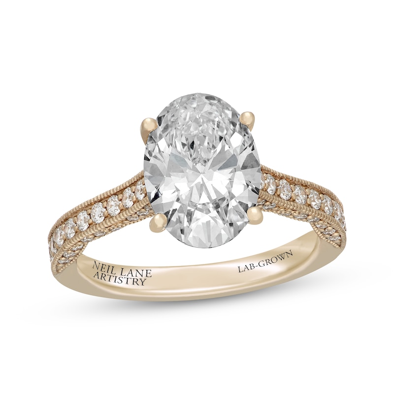 Main Image 1 of Neil Lane Artistry Heritage Oval-Cut Lab-Grown Diamond Engagement Ring 3-5/8 ct tw 14K Yellow Gold