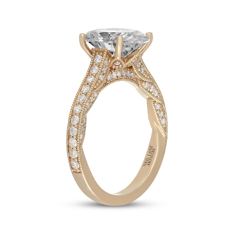 Main Image 2 of Neil Lane Artistry Heritage Oval-Cut Lab-Grown Diamond Engagement Ring 3-5/8 ct tw 14K Yellow Gold