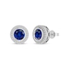 Thumbnail Image 1 of Blue & White Lab-Created Sapphire Halo Stud Earrings Sterling Silver